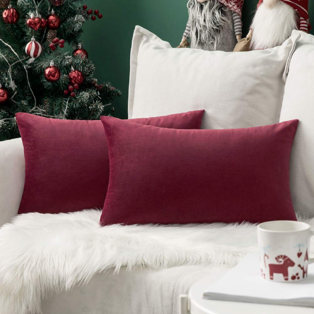 MIULEE Velvet Fall Throw Pillow Covers 20x20 Inch Pack of 2 Burnt Orange