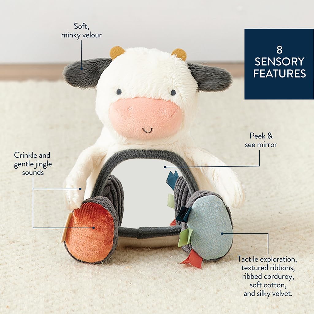 Itzy Ritzy Sensory Tummy Time Mirror Infant Toy - Ages 0 Months & Up (Cow)