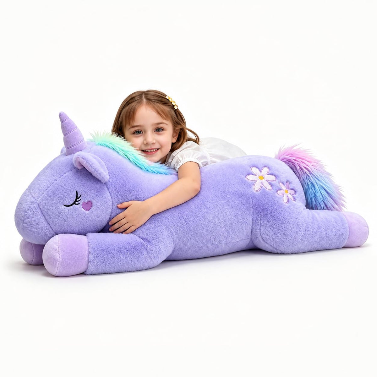 32inch Cute Giant Pink Unicorn Plush, Jumbo Soft Body Pillow Pet, Large Rainbow Unicorn Stuffed Animals Toy, Big Doll for Kids Girls and Boys, Birthday