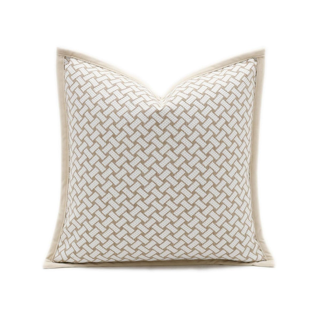 Croker Horse 20x20'' Inches Throw Pillow Cushion Cover - Grid Pattern Chenille Jacquard Embroidery Luxury Modern Style Couch Sofa Pillow for Living Room Bedroom