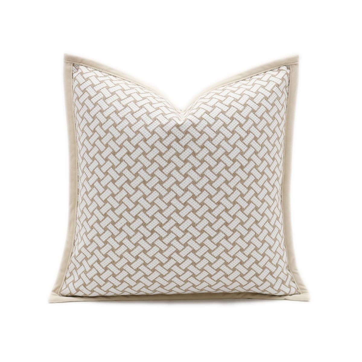 Croker Horse 20x20'' Inches Throw Pillow Cushion Cover - Grid Pattern Chenille Jacquard Embroidery Luxury Modern Style Couch Sofa Pillow for Living Room Bedroom