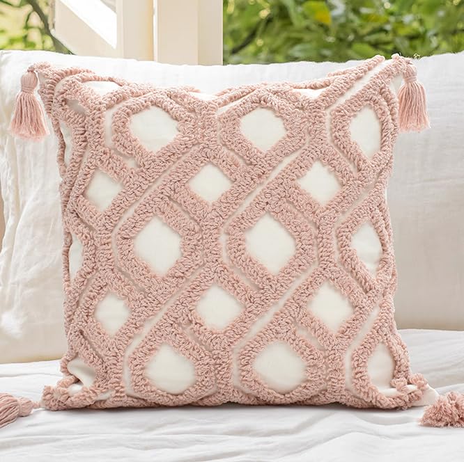 Lumbar Boho Pillow Covers 12x20 Tufted Teal for Couch Bed Teal