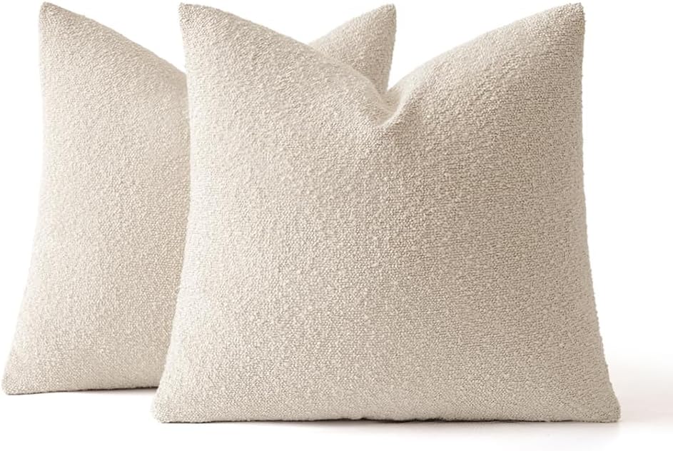 MIULEE 20x20 Decorative Boucle Couch Pillow Covers Beige