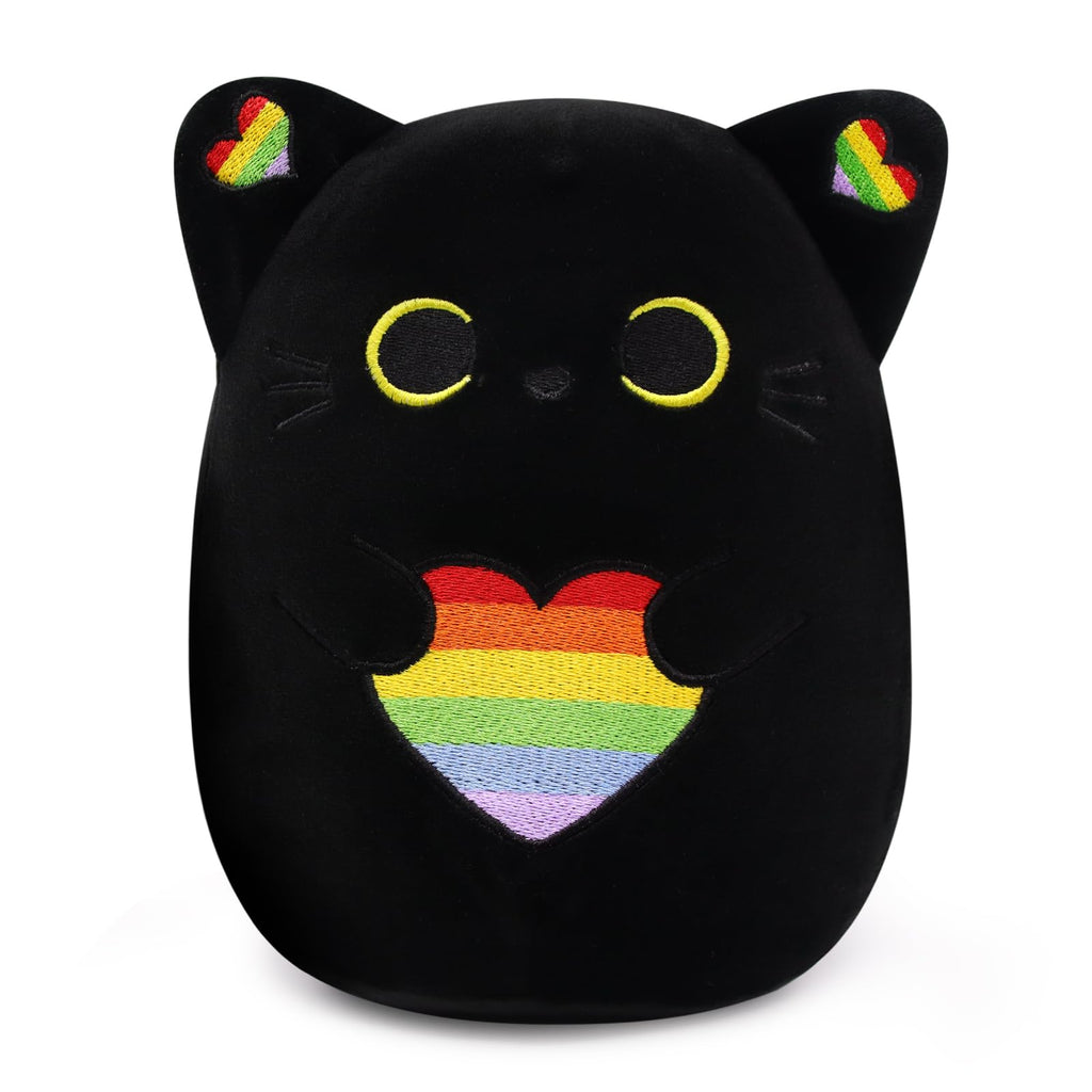 Black Cat Plush Pillow,8.5 Inch Leaf Black Cat Stuffed Animal Toy