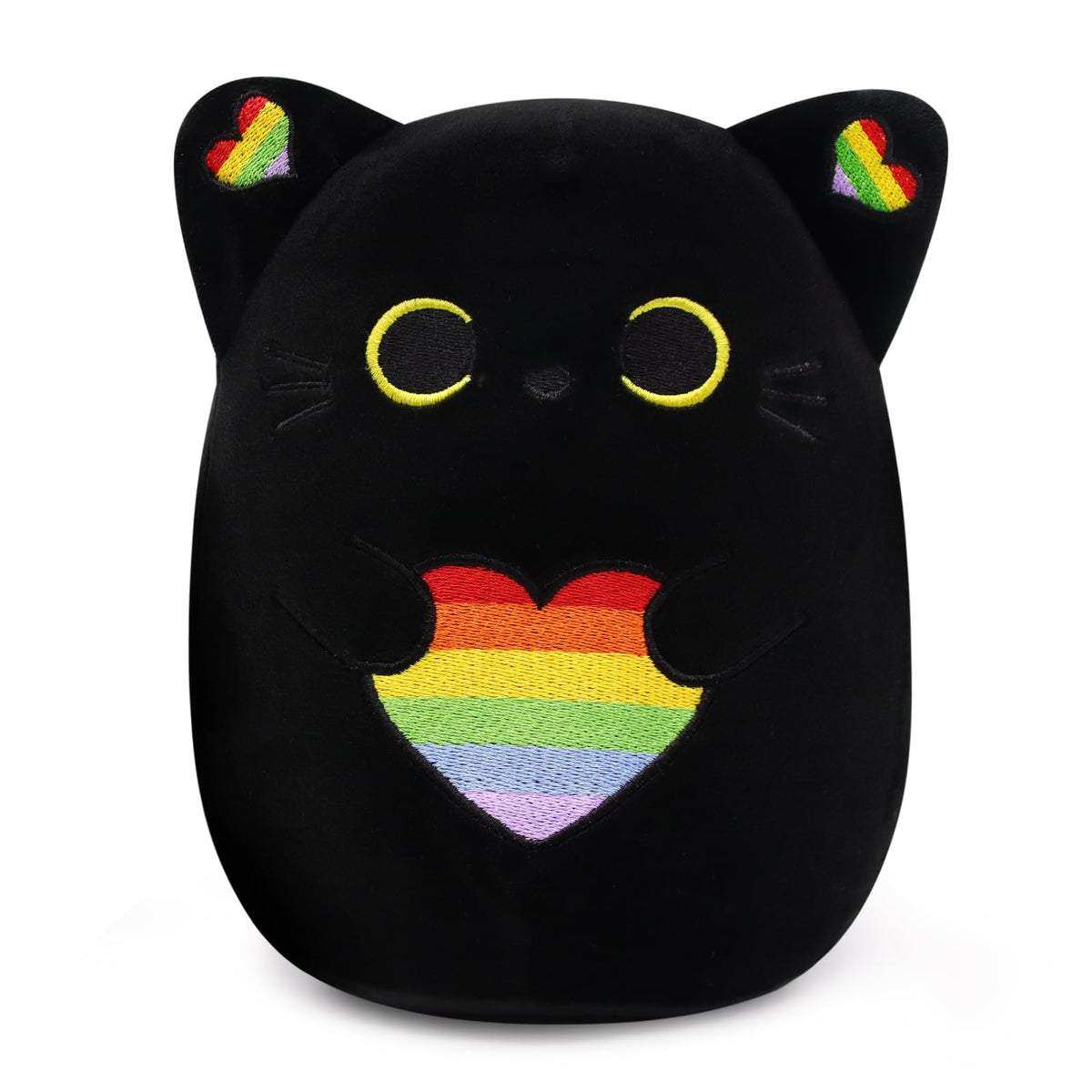 Black Cat Plush Pillow,8.5 Inch Leaf Black Cat Stuffed Animal Toy