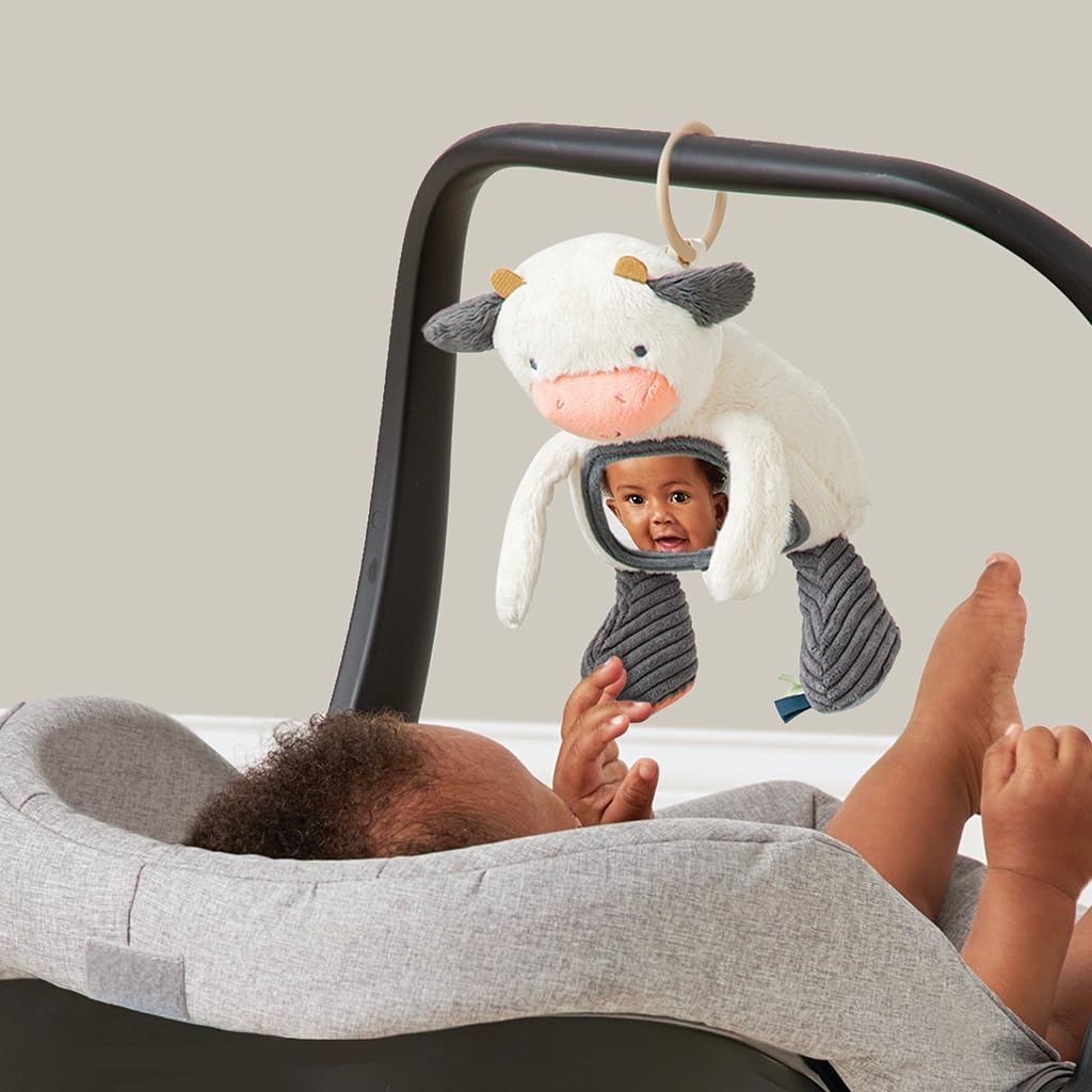 Itzy Ritzy Sensory Tummy Time Mirror Infant Toy - Ages 0 Months & Up (Cow)