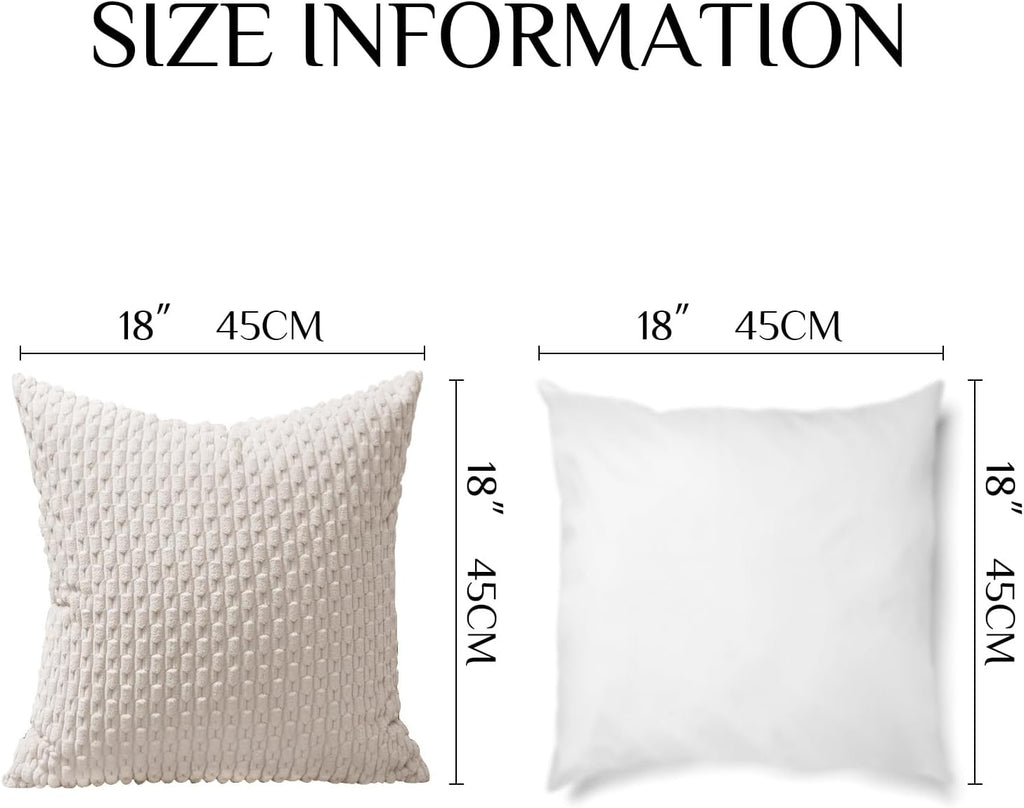 Softalker Corduroy Decorative Throw Pillow Covers 18x18, Set of 2, Beige