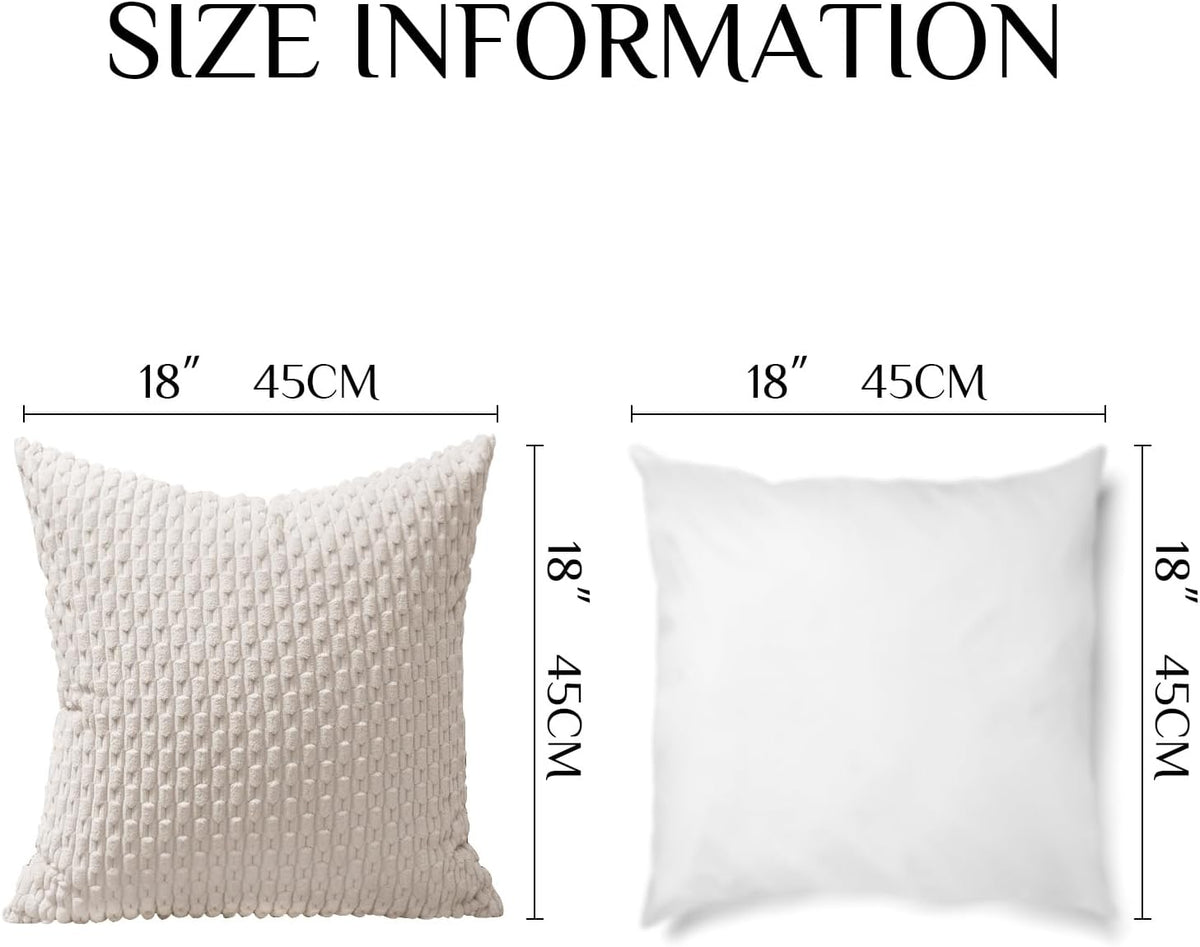 Softalker Corduroy Decorative Throw Pillow Covers 18x18, Set of 2, Beige
