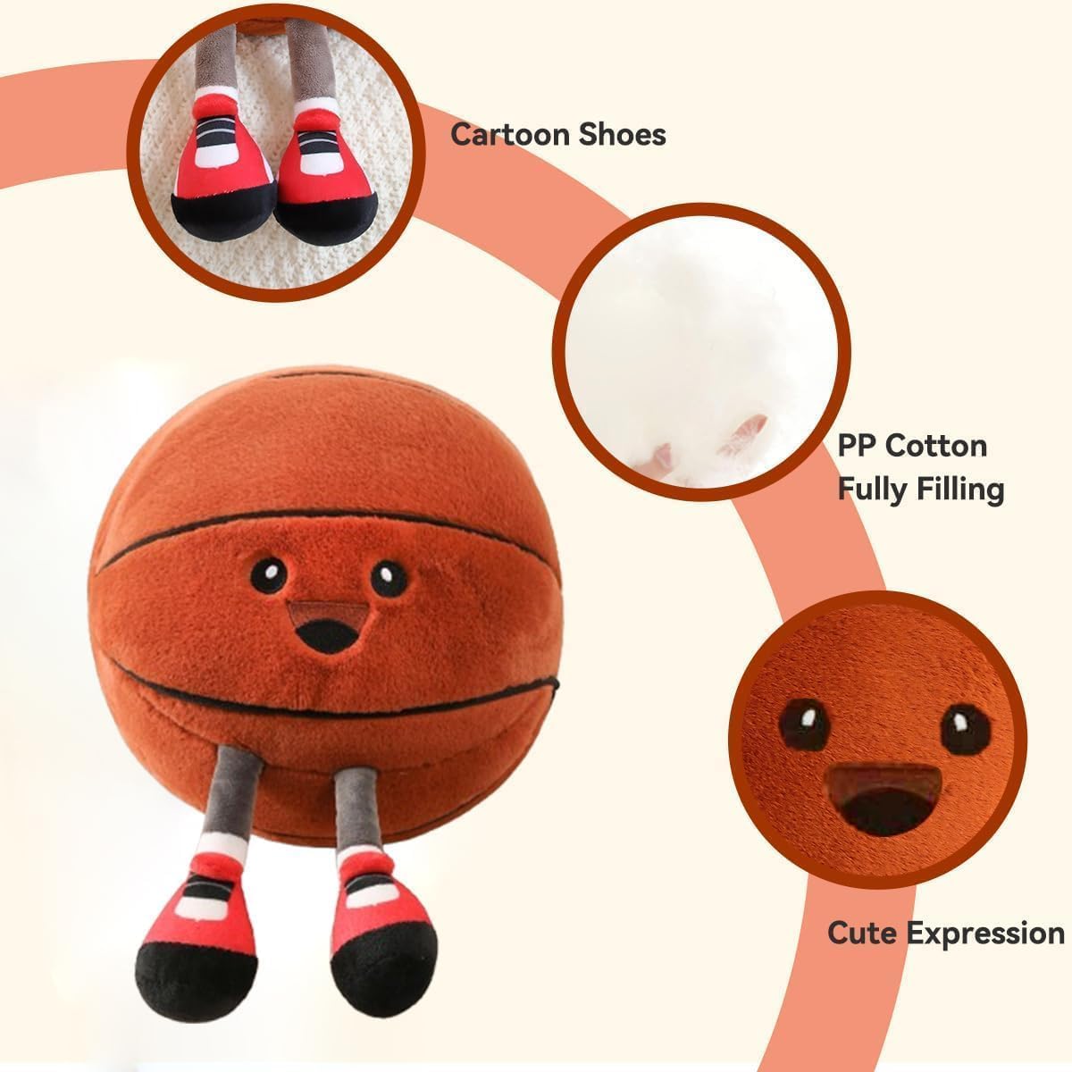Basketball Plush Pillow, Cute Plushies, Squishy&Huggable Stuffed Plush Toy