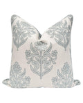 Jillien Harbor “The Naples” Floral Block Print Pillow Cover – Grey and White Blue Decorative Throw Pillow Cover – Grandmillennial Home Decor, 20" x 20"