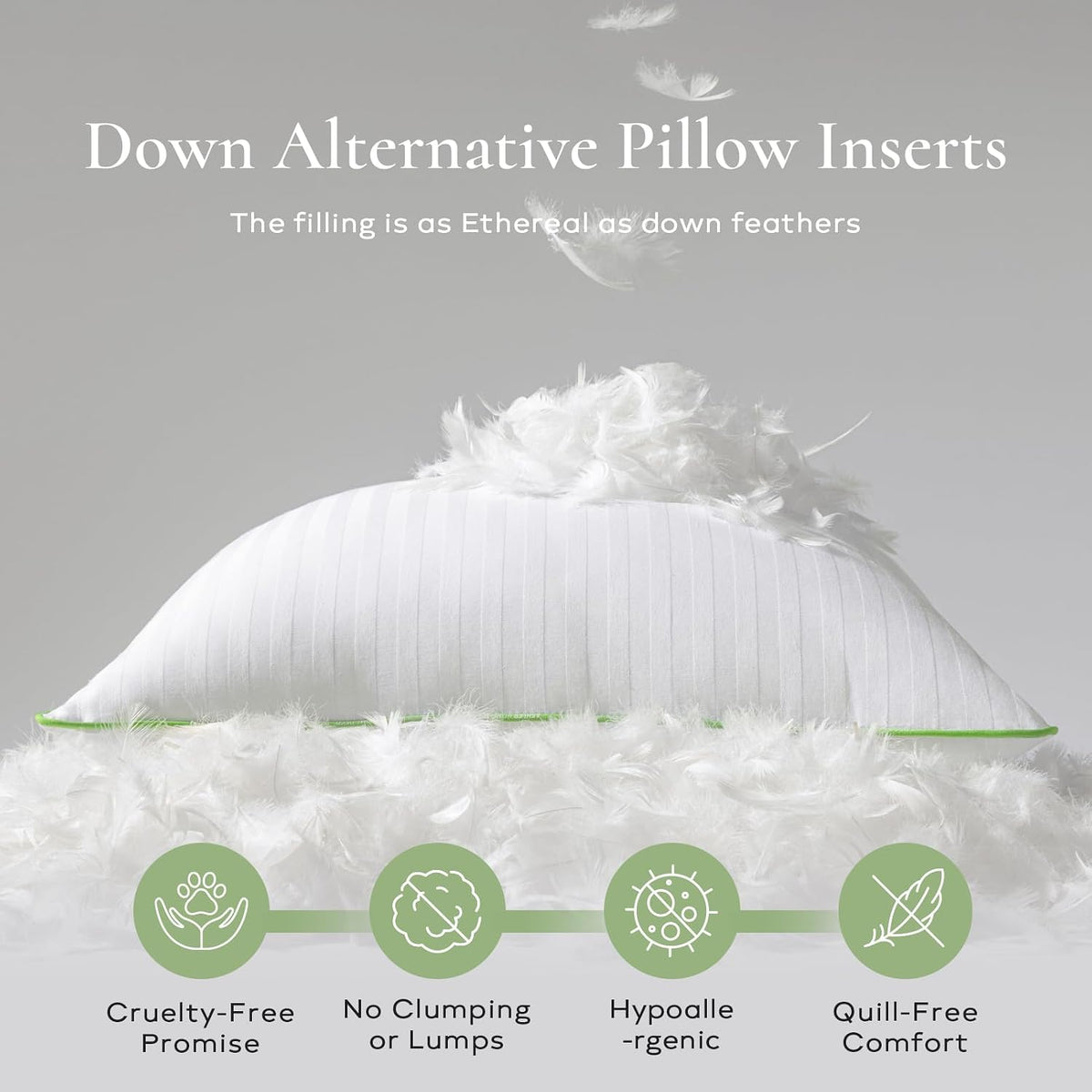 Ashler Synthetic Down Pillow Inserts, 20x20, Set of 2