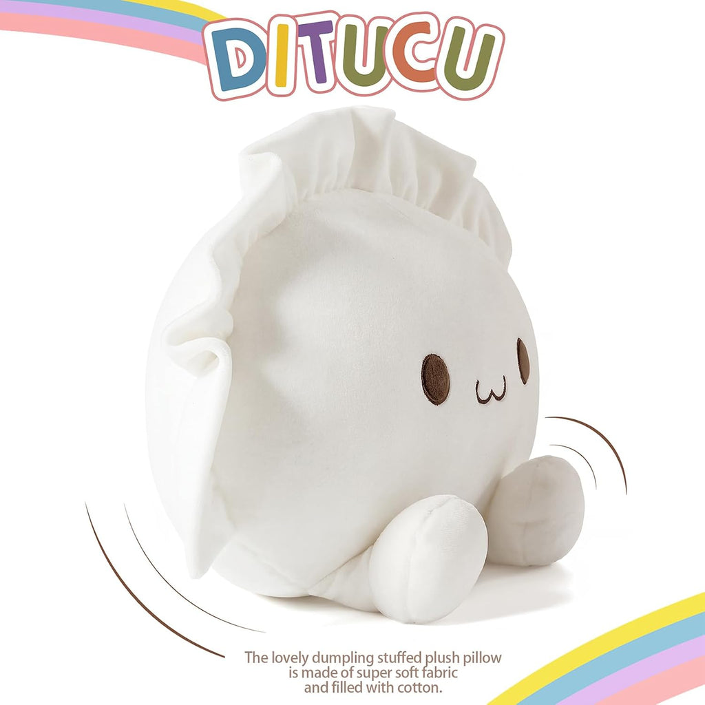 Ditucu Cute Pierogi Pillow Dumpling Plush Funny Food Soup Stuffed Animal Plushies Toys Soft Hugging Gifts for Kids White 8 inch