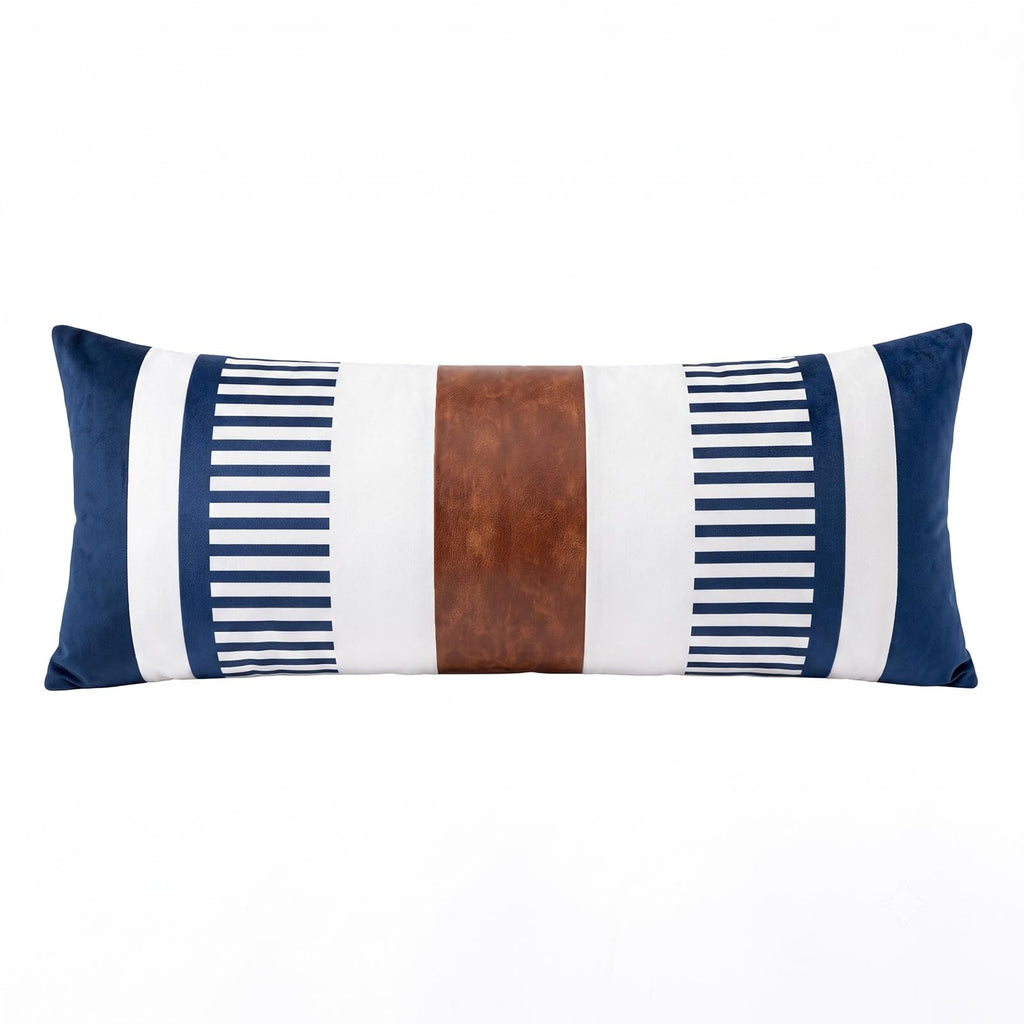 Decorative Striped Throw Pillow Cover 20x20 Inch Black White & Brown