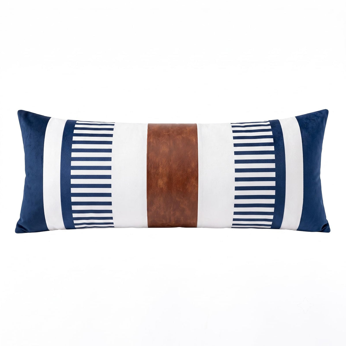 Decorative Striped Throw Pillow Cover 20x20 Inch Black White & Brown