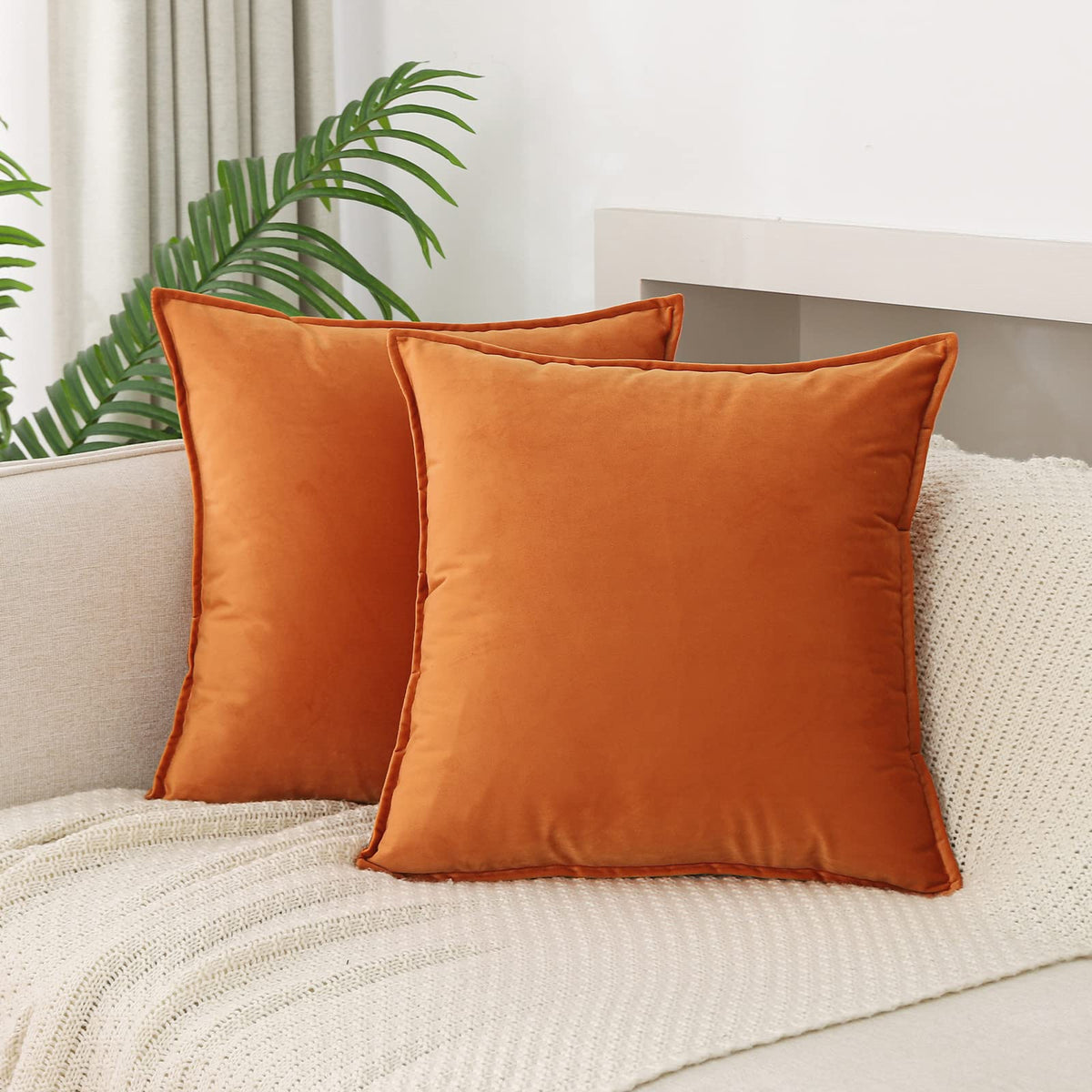 Velvet Navy Blue Throw Pillow Covers 18”x18”Pack of 2 Soft Decorative
