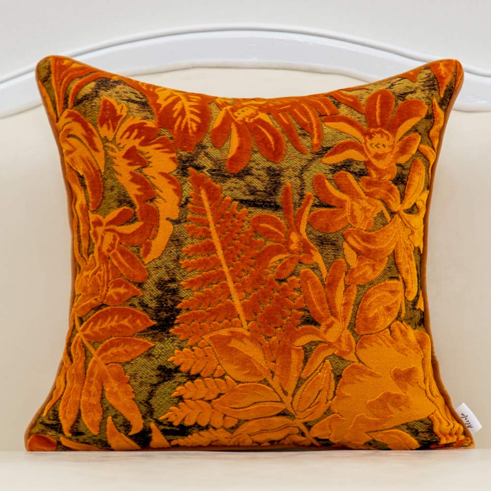 Alerfa 12 x 20 Inch Light Blue Rectangle Maple Leaf Pillow Embroidery Cut Velvet Cushion Case Luxury Modern Lumbar Throw Pillow Cover Decorative Pillow for Couch Sofa Living Room Bedroom Car