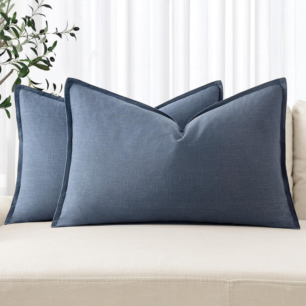 MIULEE Decorative Linen Euro Sham Pillow Covers 22x22 Inch Natural Beige