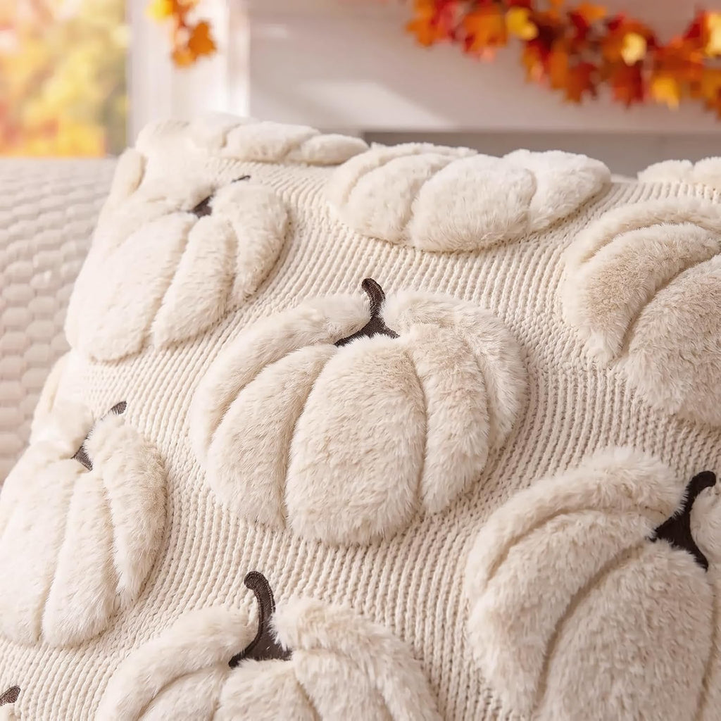 Fall Pillow Covers Pumpkin Fall Decor 18x18 Set of 2 Beige