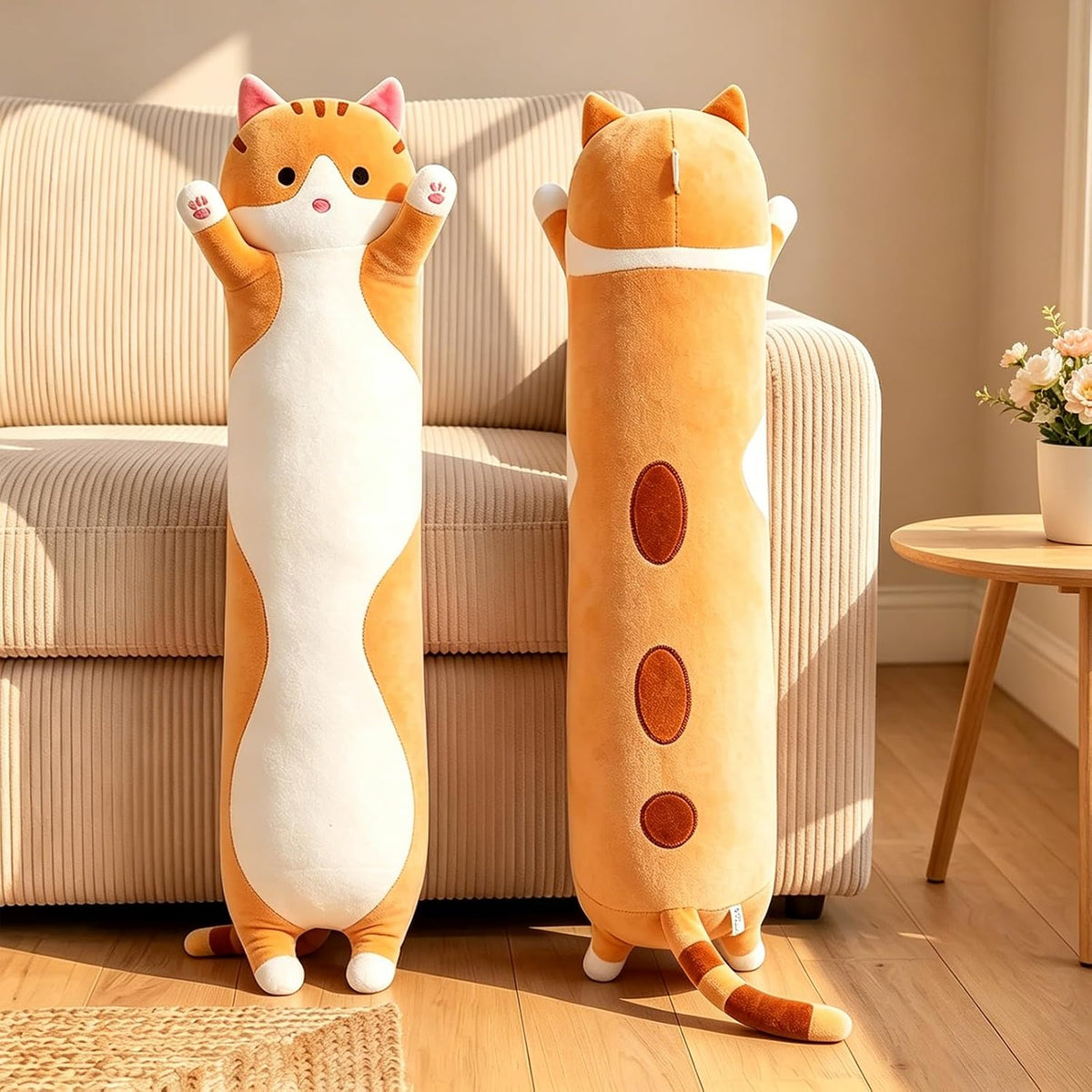 Shangman Long Cat Plush Pillow Stuffed Toy Gift Girlfriend Brown 19.6in