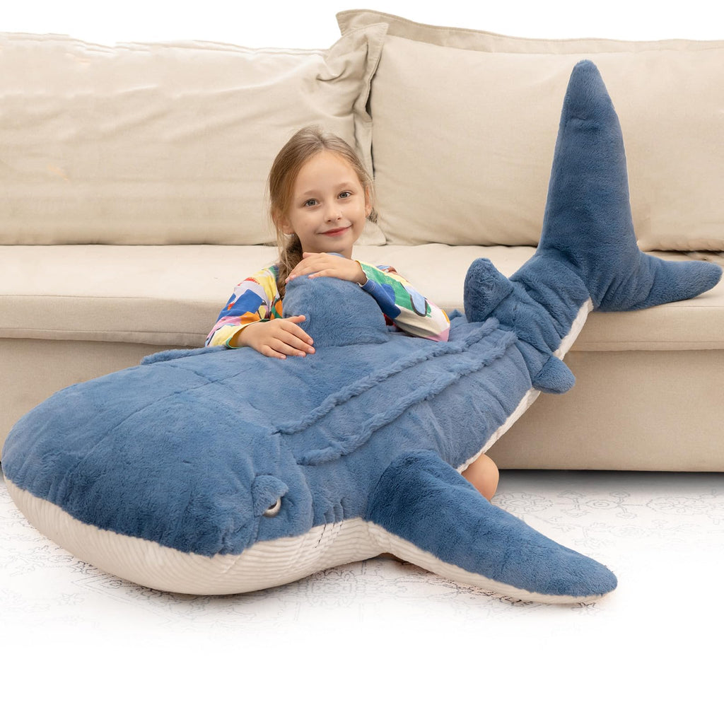 Tezituor 24 Inch Narwhal Stuffed Animal, Hugging Soft Ocean Narwhal Pillow Gift for Girls Kids, Cute Pink Large Stuffed Whale Plush Toy Christmas Deaor Gift