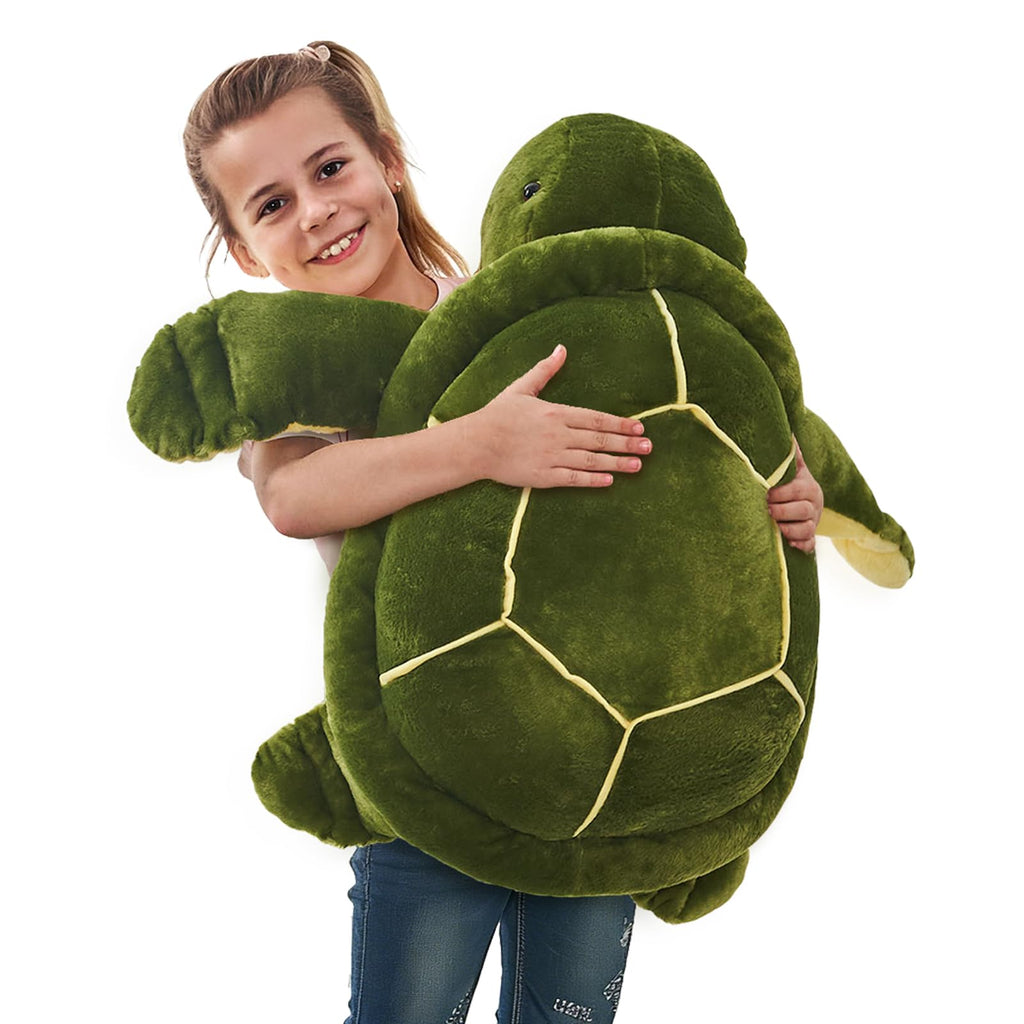 MorisMos 33Inch Giant Blue Sea Turtle Stuffed Animal, Large Turtle Plush Pillow, Soft Ocean Animal Plush Toy for Kids, Big Turtle Plushie for Bed Sofa Room Decor, Birthday Gift
