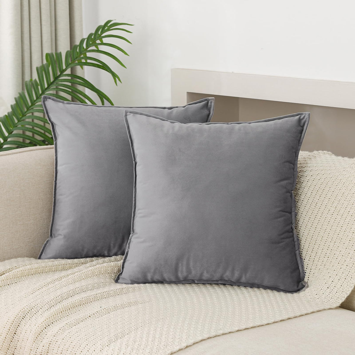 Velvet Navy Blue Throw Pillow Covers 18”x18”Pack of 2 Soft Decorative