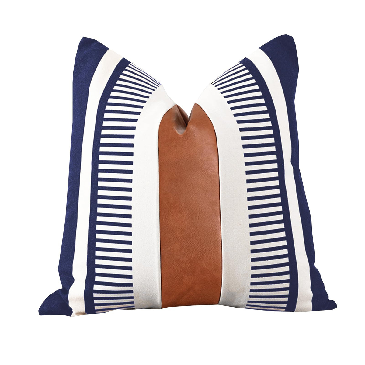 Decorative Striped Throw Pillow Cover 20x20 Inch Black White & Brown