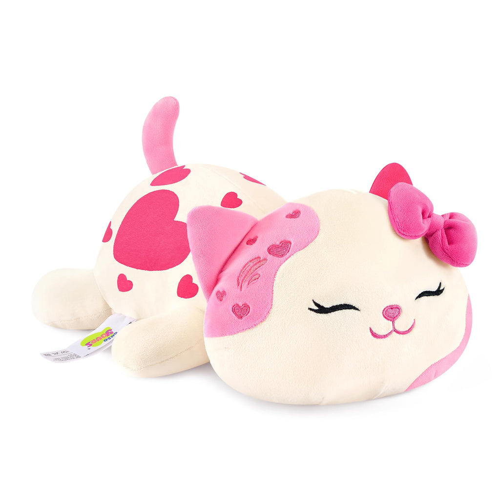 Onsoyours Original Cat Plush with Bowknot Cute Kitten Stuffed Animal Soft Pillow Pink Kawaii Kitty Heart Plush Toy Gifts for Kids & Adults (Pink Cat, 9")