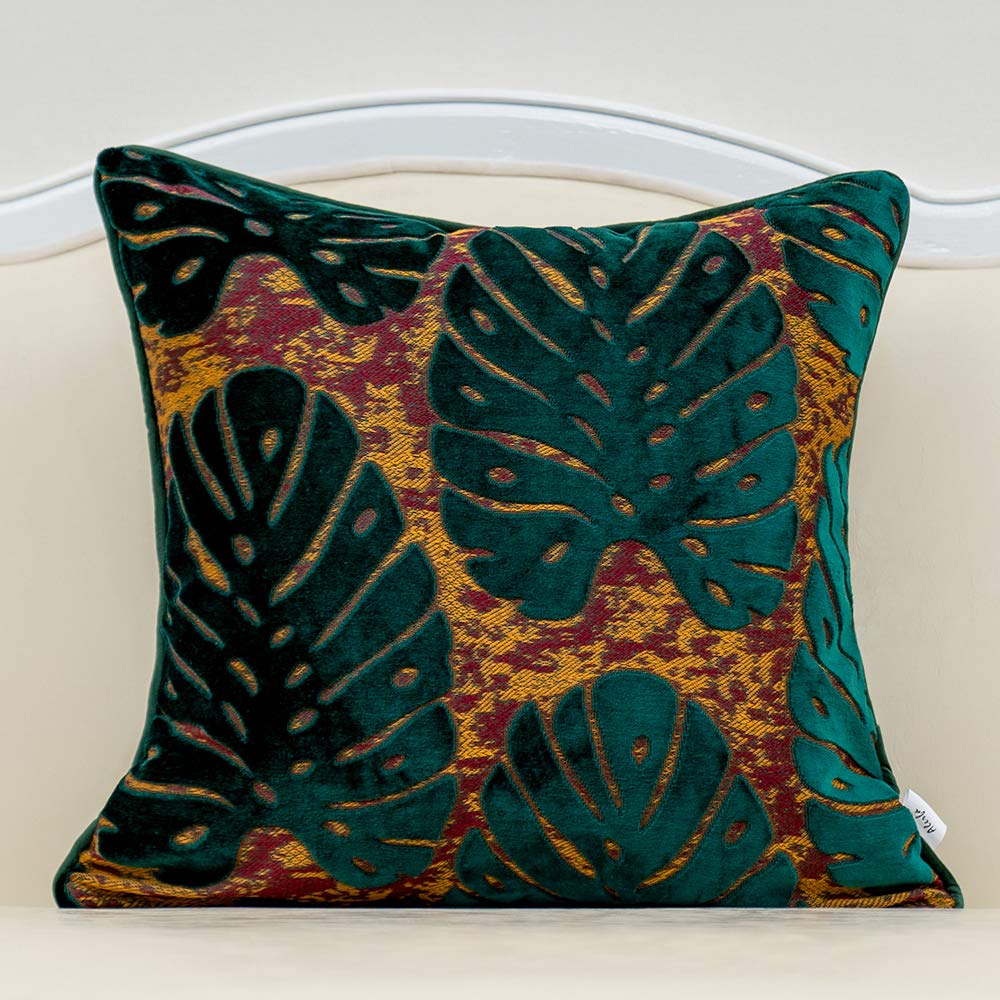 Alerfa 12 x 20 Inch Light Blue Rectangle Maple Leaf Pillow Embroidery Cut Velvet Cushion Case Luxury Modern Lumbar Throw Pillow Cover Decorative Pillow for Couch Sofa Living Room Bedroom Car