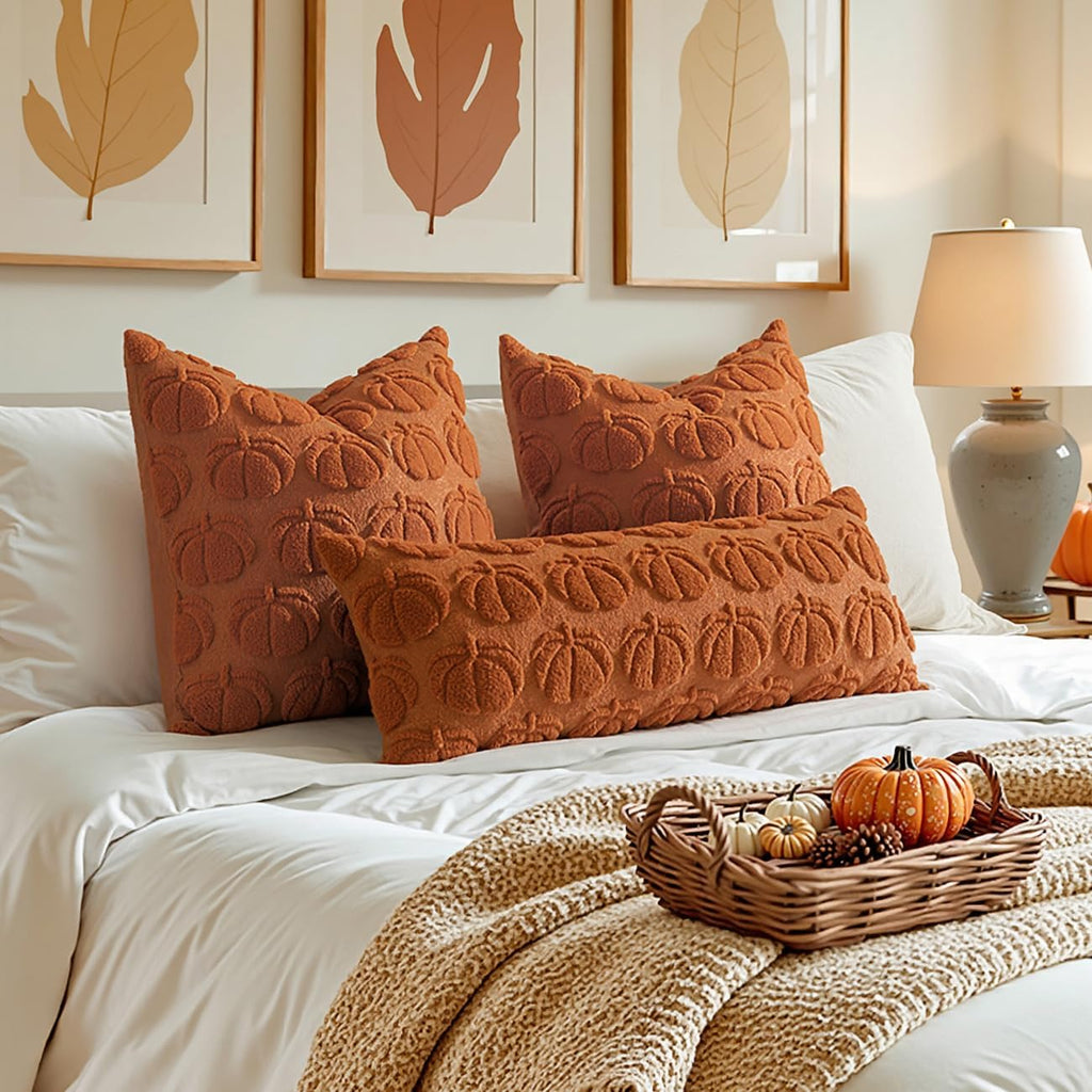 MIULEE Fall Pillow Covers Pumpkin Fall Decor 18x18 Dark Rust