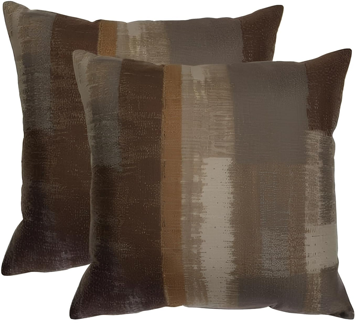 Decorative Throw Pillow Covers, Vintage Floral Pattern in Sage Green and Brown, 2 Pack Square Cushion Cases with Autumn Leaves Design，18x18 Pillows Linen Pillowcase