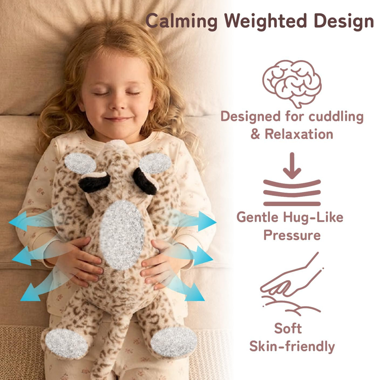 Niuniu Daddy Snow Leopard Weighted Stuffed Animals, Plush Pillow for Kids