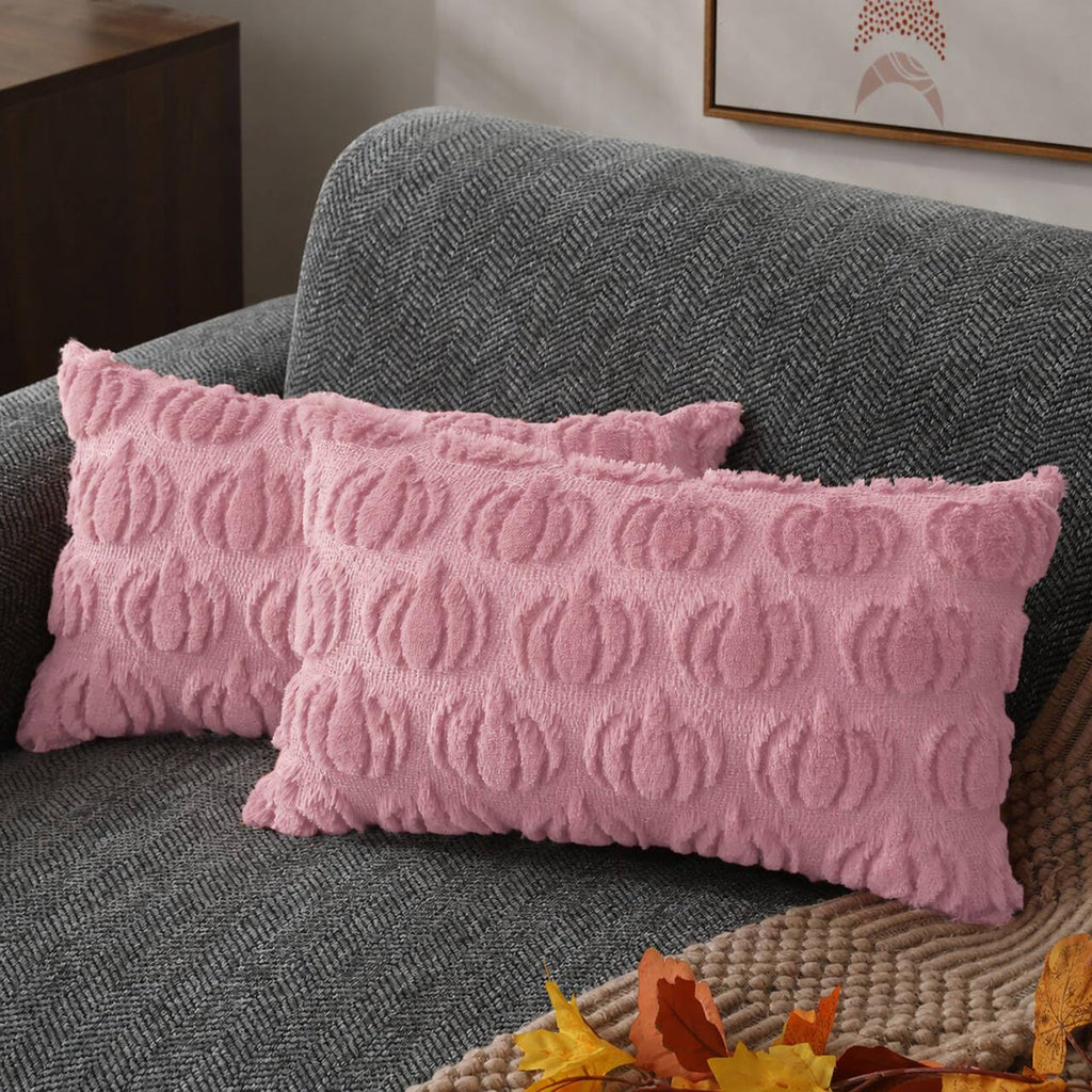 DFXSZ Fall Pillow Covers 18x18 2Pcs Rust Pumpkin Fall Decorations for Home
