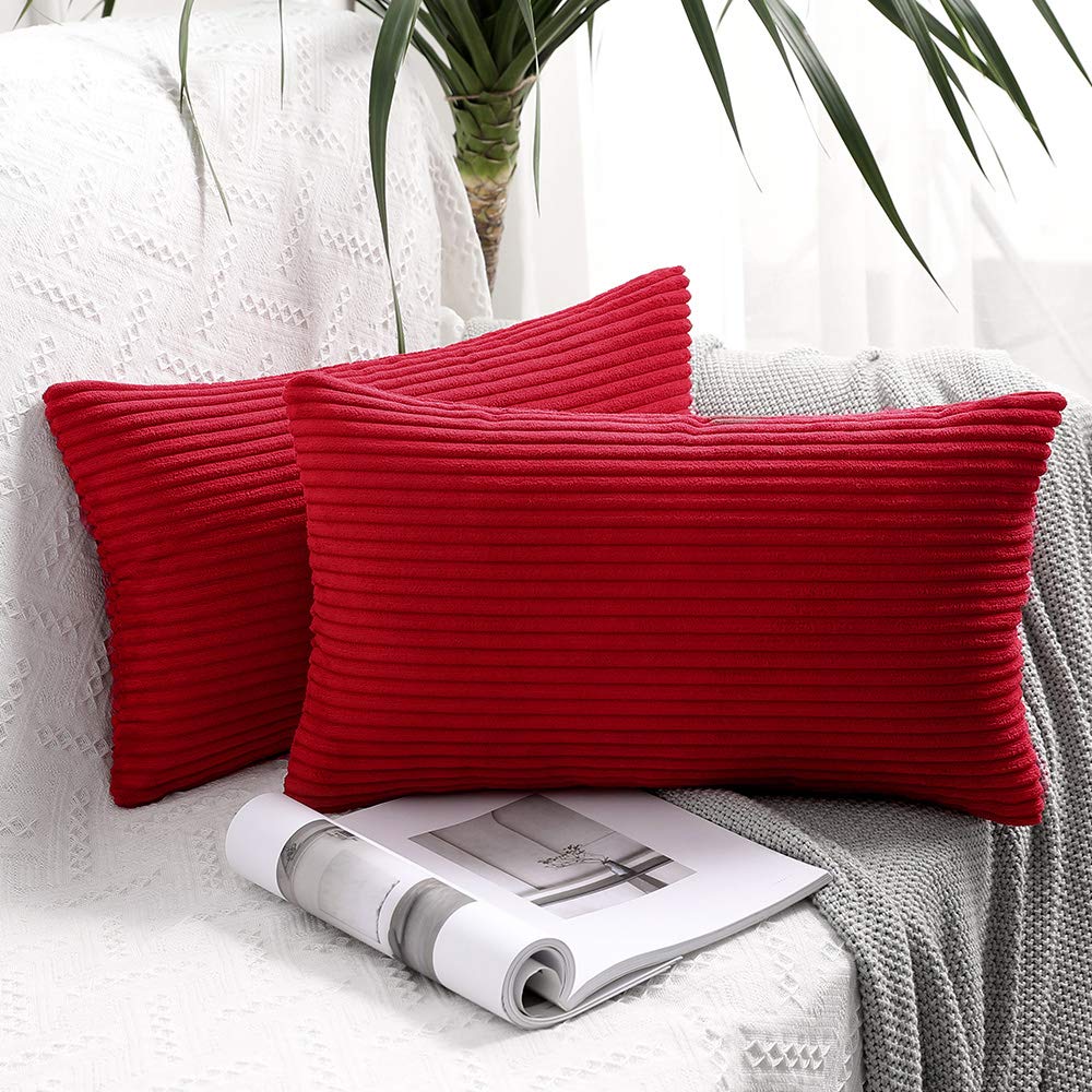 MIULEE Fall Decorative Corduroy Throw Pillow Covers Set of 2 20x20 Orange