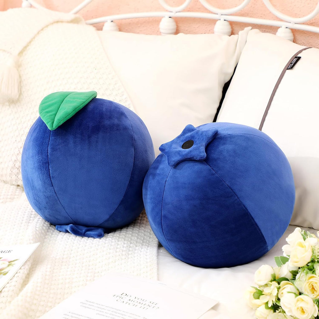 Beeveer 2 Pcs Blueberry Cute Plush Pillow, Kawaii Fruit Shaped Pillow