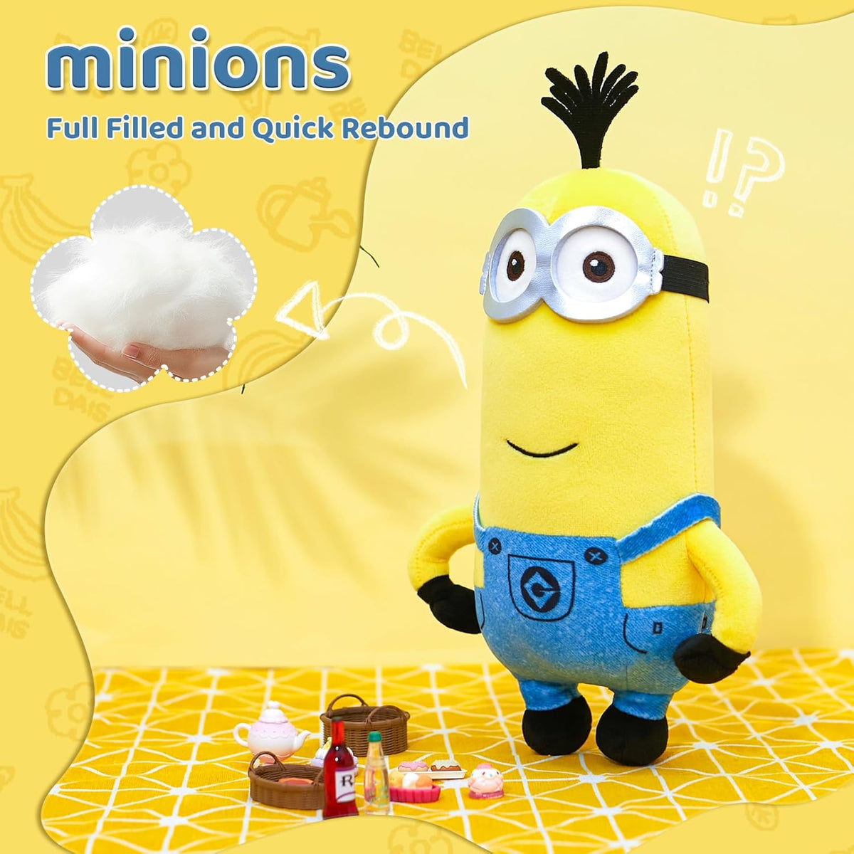 MINISO 10" Minions Stuffed Animals Plush Toys (Kevin) Kawaii Soft Cute Sleeping Plushies Bedding Pillow for Kids Toddler Toys Boys Girls