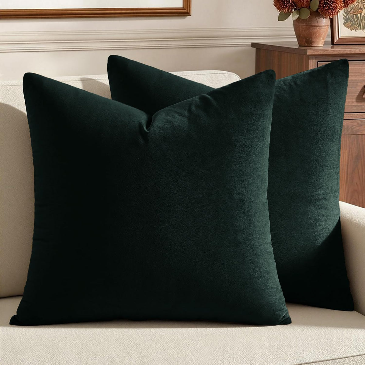 MIULEE Velvet Fall Throw Pillow Covers 20x20 Inch Pack of 2 Burnt Orange