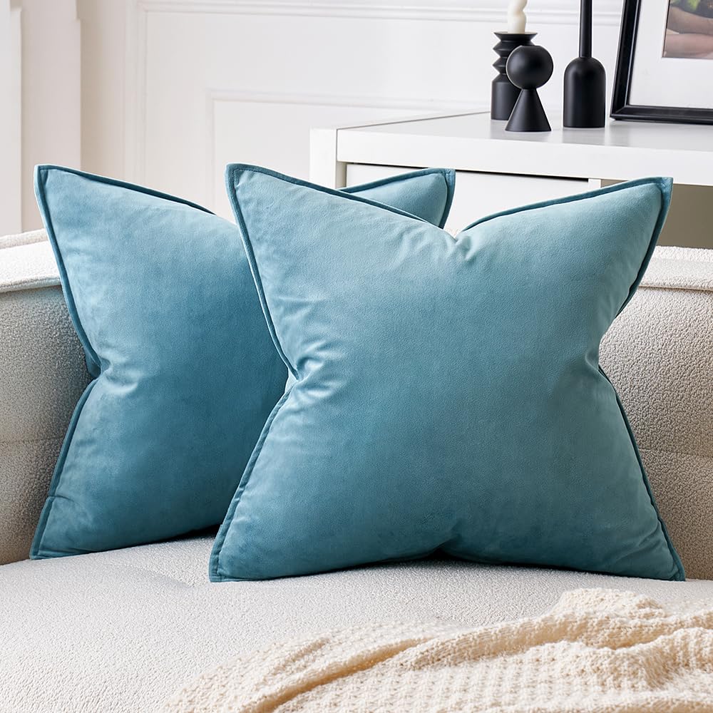 MIULEE Decorative Brown Velvet Throw Pillow Covers for Couch 22x22 Inch