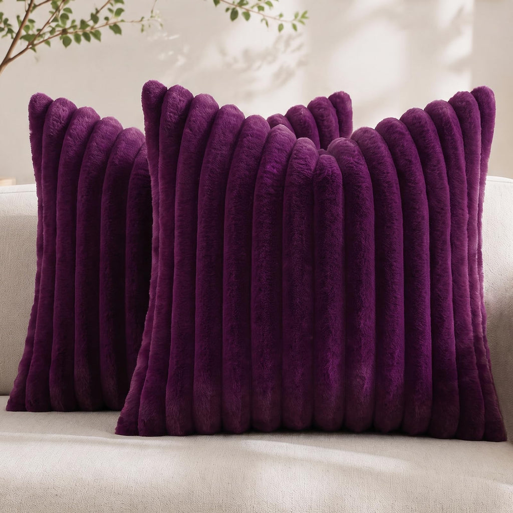 Pallene Faux Fur Decorative Throw Pillow Covers 18x18 Set of 2, Cream White
