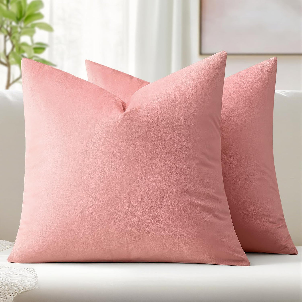 MIULEE Velvet Fall Throw Pillow Covers 20x20 Inch Pack of 2 Burnt Orange