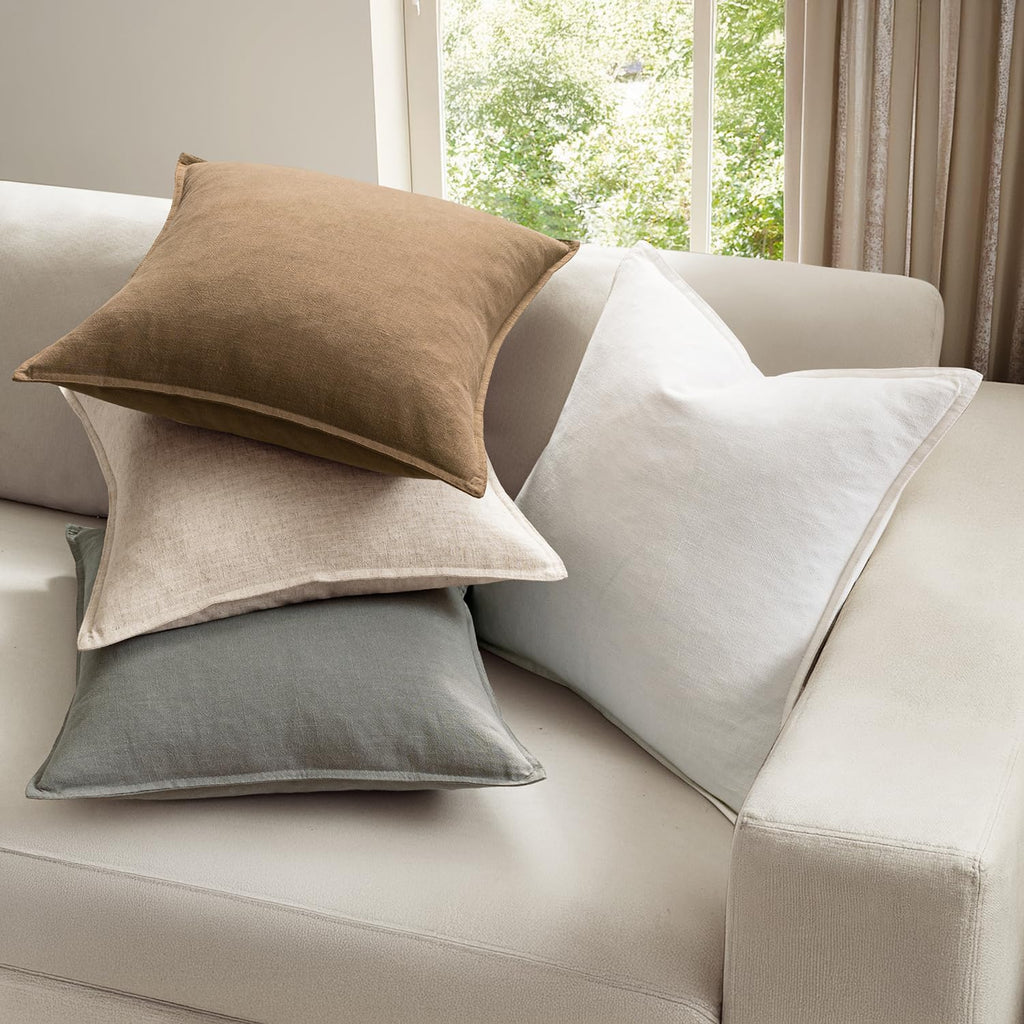 MIULEE Neutral Boho Linen Decorative Pillow Covers 18x18 Inch Pack of 4
