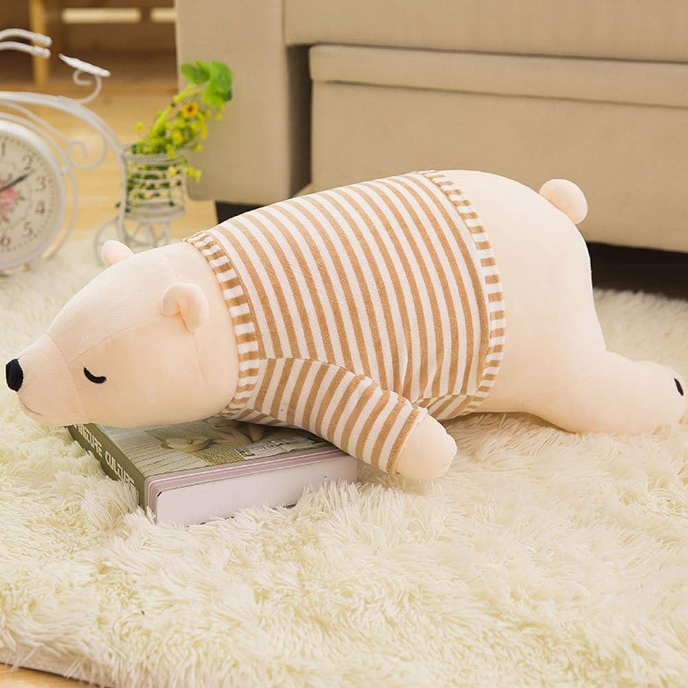 MMTTAO Stuffed Polar Bear Animal Plush Toy 20 Inch Large White Sleeping Bear Animal Stuff Soft Plushies Cute Dolls Collection Huggable Pillow Cushion Birthday Gift for Kids Child Boys Girls, 20Inches