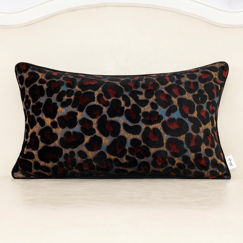 Alerfa Green Brown Floral Throw Pillow Cover 18 x 18 Inch Cut Velvet Sqaure Luxury Decorative Pillow Cover for Couch Living Room Bedroom