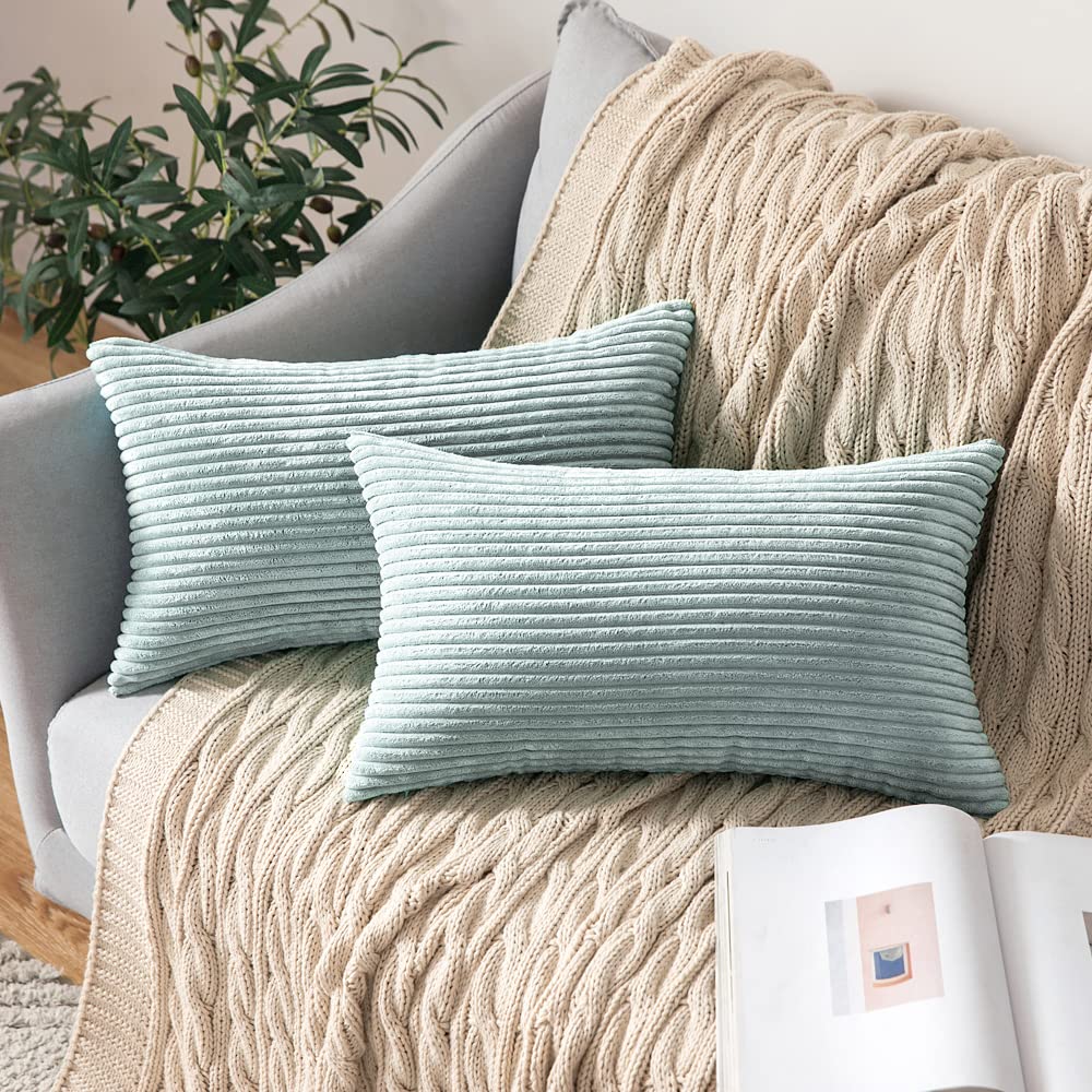 MIULEE Fall Decorative Corduroy Throw Pillow Covers Set of 2 20x20 Orange