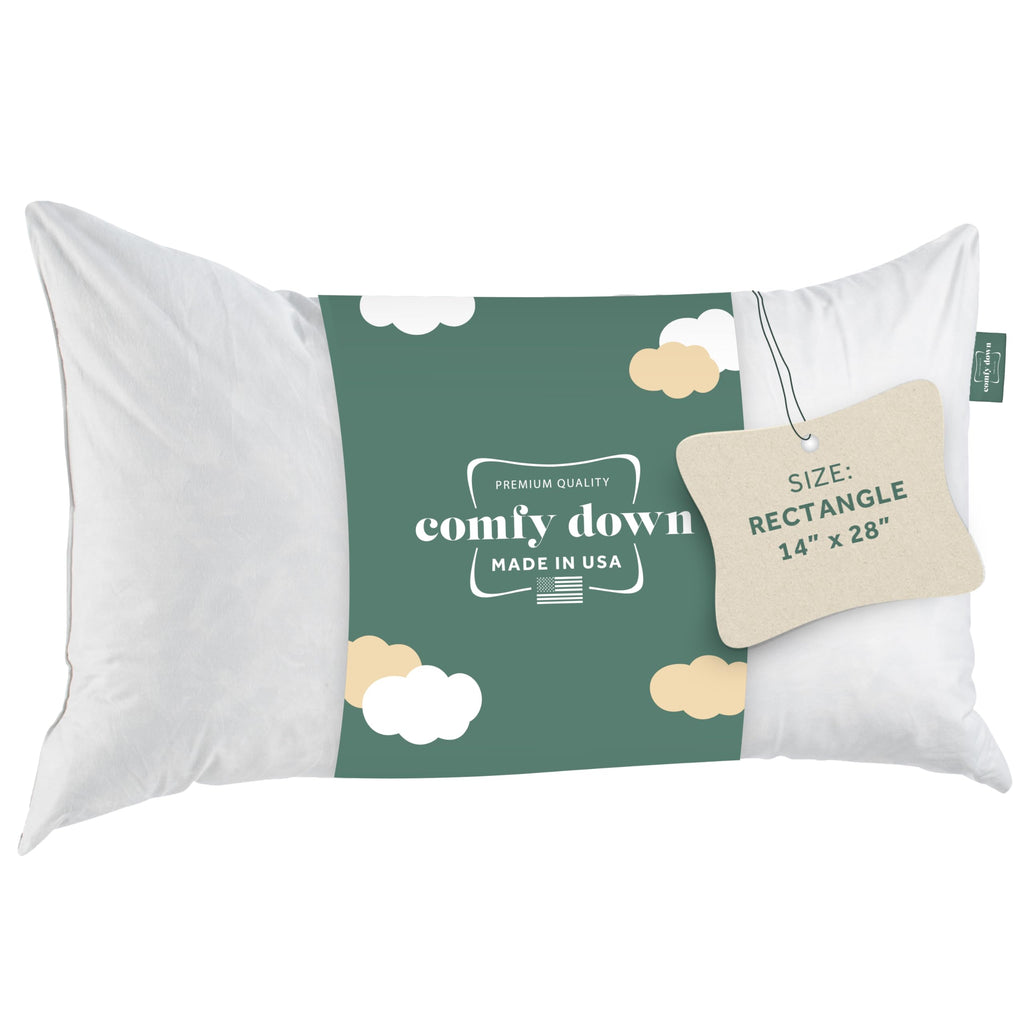 ComfyDown 12x18 Throw Pillow Insert, Down & Feather Fill, 100% Cotton Cover, Made in USA – Premium Soft Decorative Pillow Form Sham Stuffer for Bed, Sofa & Couch