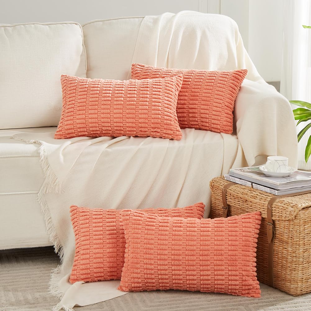 Fancy Homi 4 Packs Decorative Throw Pillow Covers for Living Room Couch Bed, Modern Farmhouse Boho Home Décor Accent Cushion Case, 18" x 18", Neutral