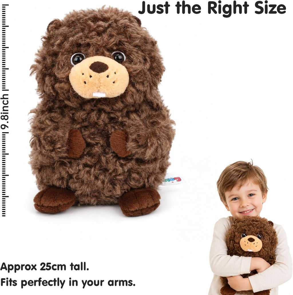 Curly Beaver Stuffed Animal Cute Squishy Plush Toy for Kids 9.8''