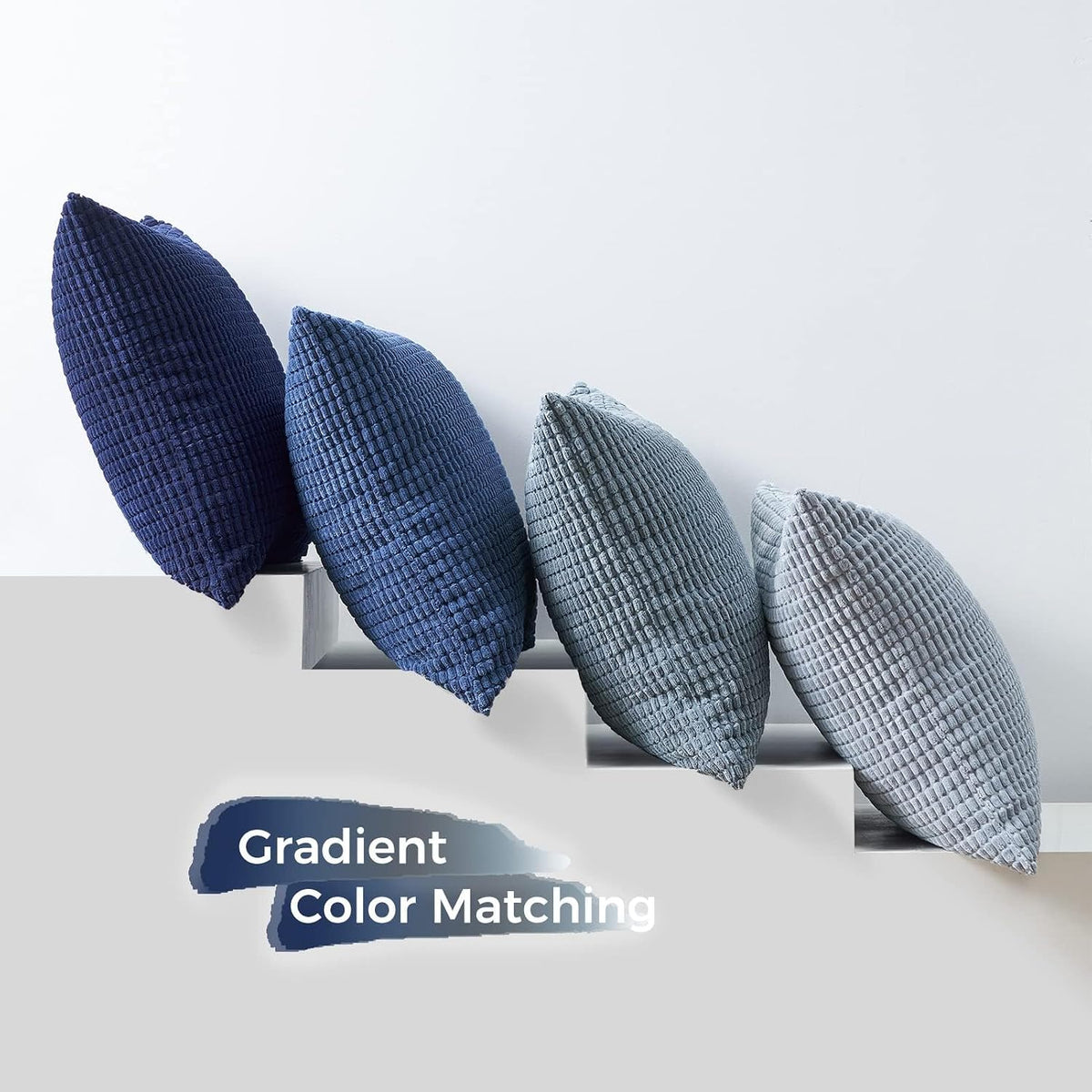 Topfinel Navy Throw Pillows Covers for Couch-18" x 18" Set of 4-Multi Marine/Dusty/Grey/Blue Combo-Fluffy Corduroy Kids Washable Decorative Cushion Case