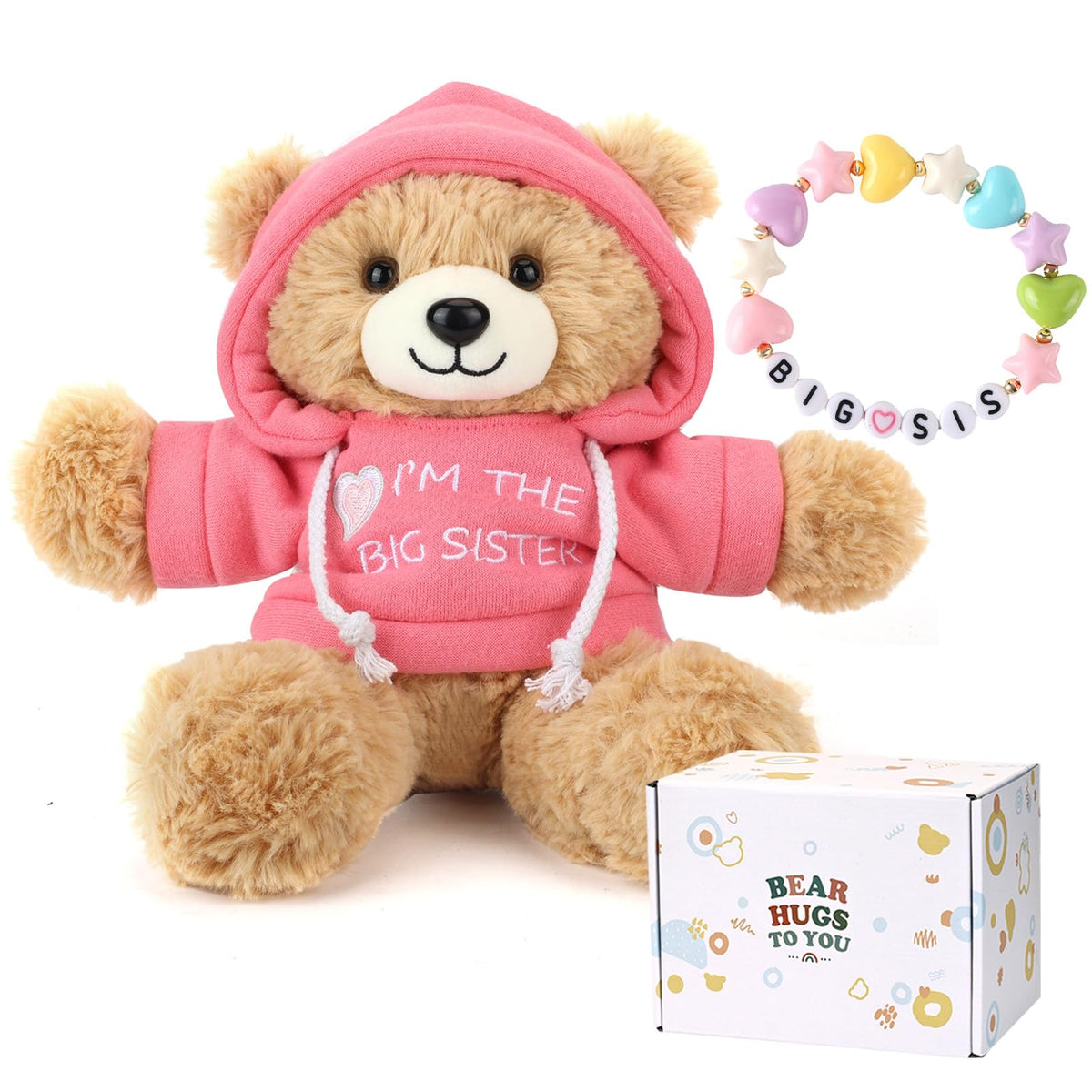 Osacoe Get Well Soon Teddy Bear Stuffed Animal with Gift Box Removable Hoodie for Comfort and Love, for Kids, Women & Men in Tough Time, Get Well Soon Gifts Basket with Beautiful Greeting Card