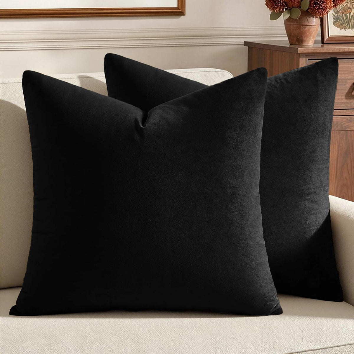 MIULEE Velvet Fall Throw Pillow Covers 20x20 Inch Pack of 2 Burnt Orange